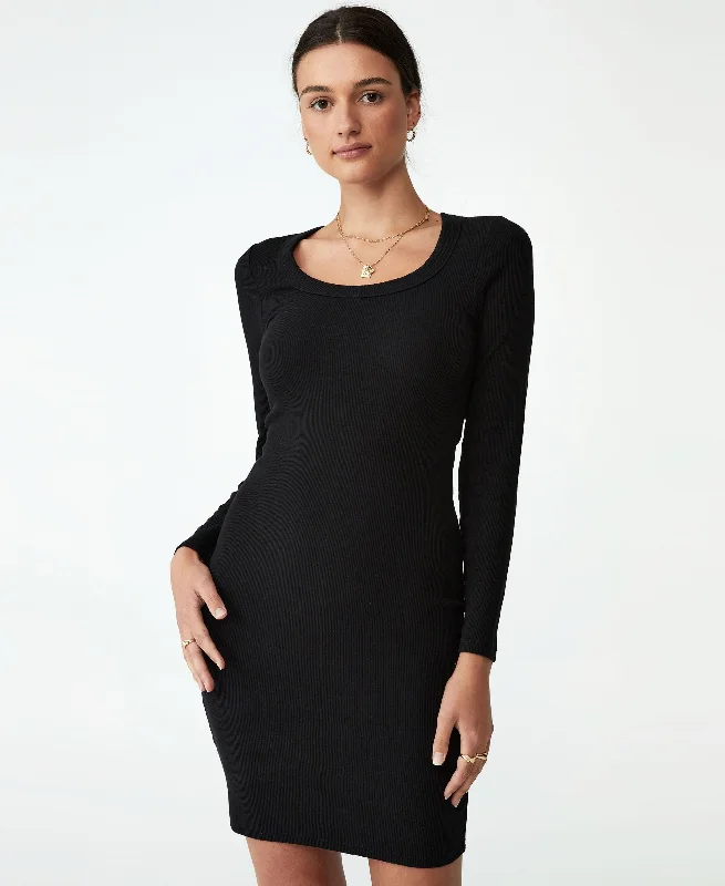 Women's Rib Long Sleeve Mini Dress