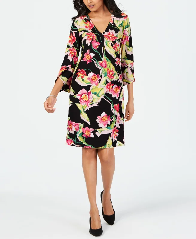 JM Collection Floral Print Faux Wrap Dress