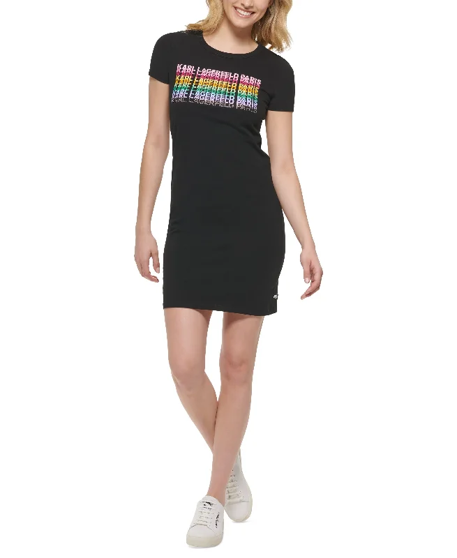 Karl Lagerfeld Paris Womens Logo T-Shirt Dress