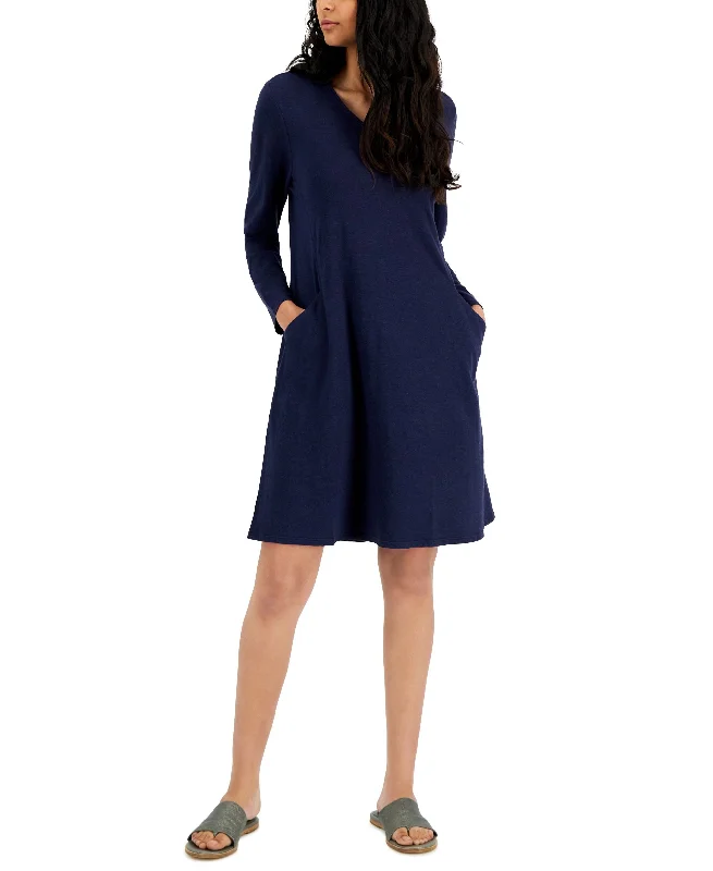 Women's V-Neck Long-Sleeve Knit Dress