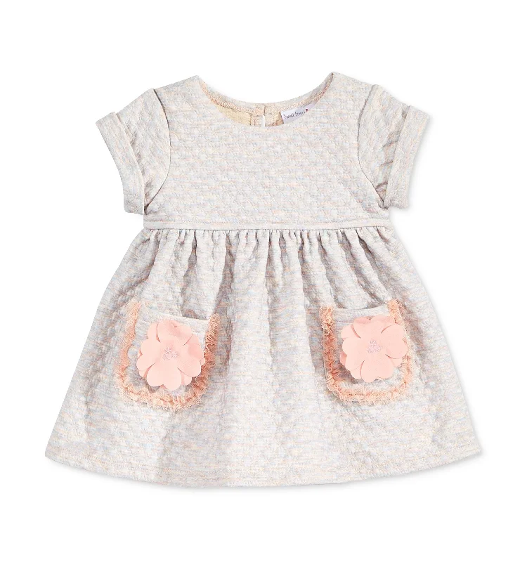 Sweet Heart Rose Baby Girls Quilted Flower-Pocket Dress