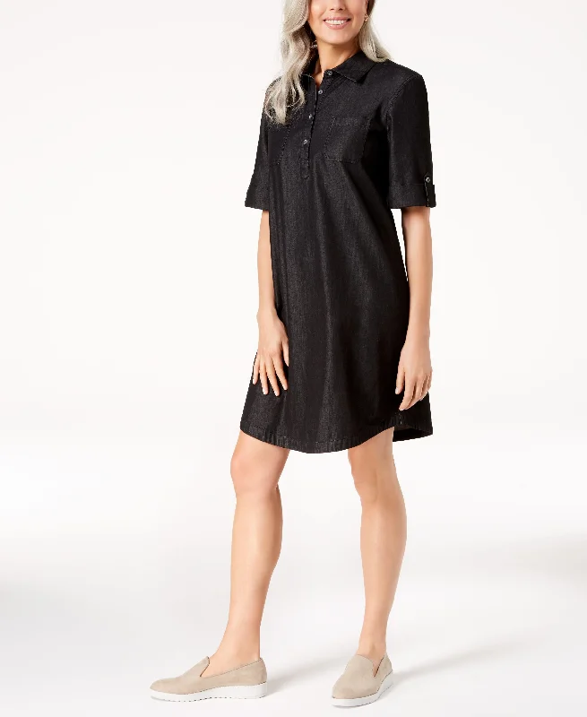 Karen Scott Cotton Chambray Shirtdress