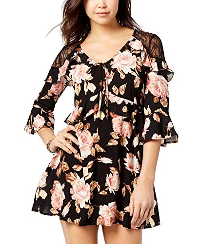 Juniors' Floral-Print Ruffled Dress