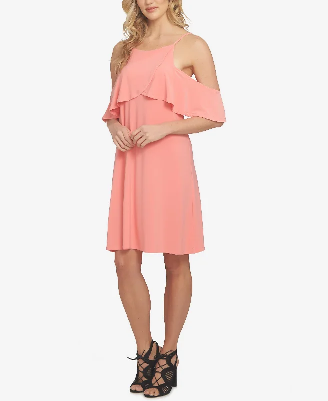 1.State Cold Shoulder Flounce Dress