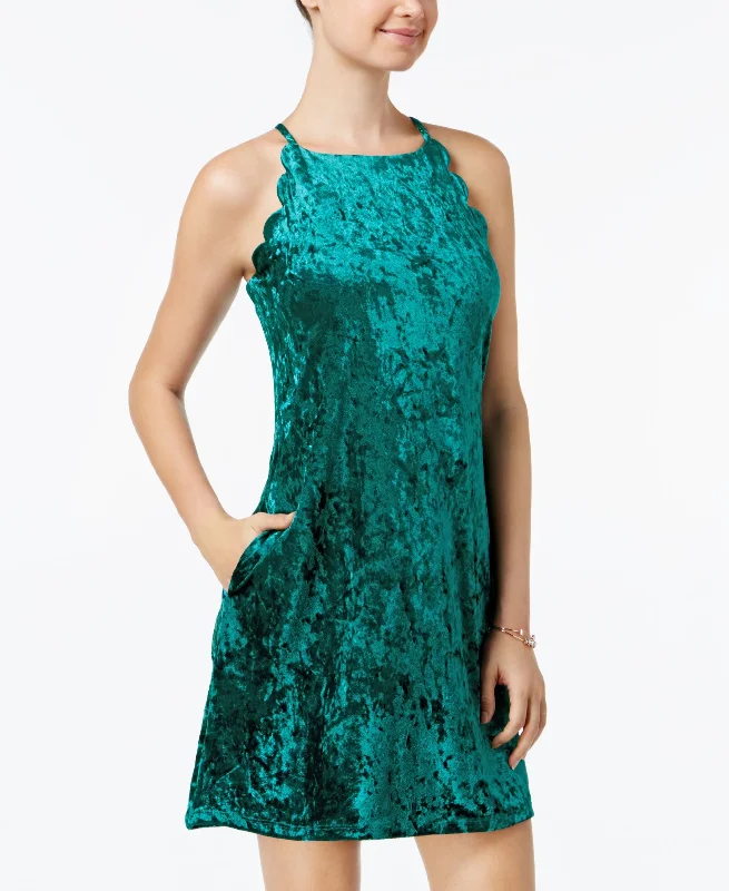 Juniors' Scalloped Velvet Dress