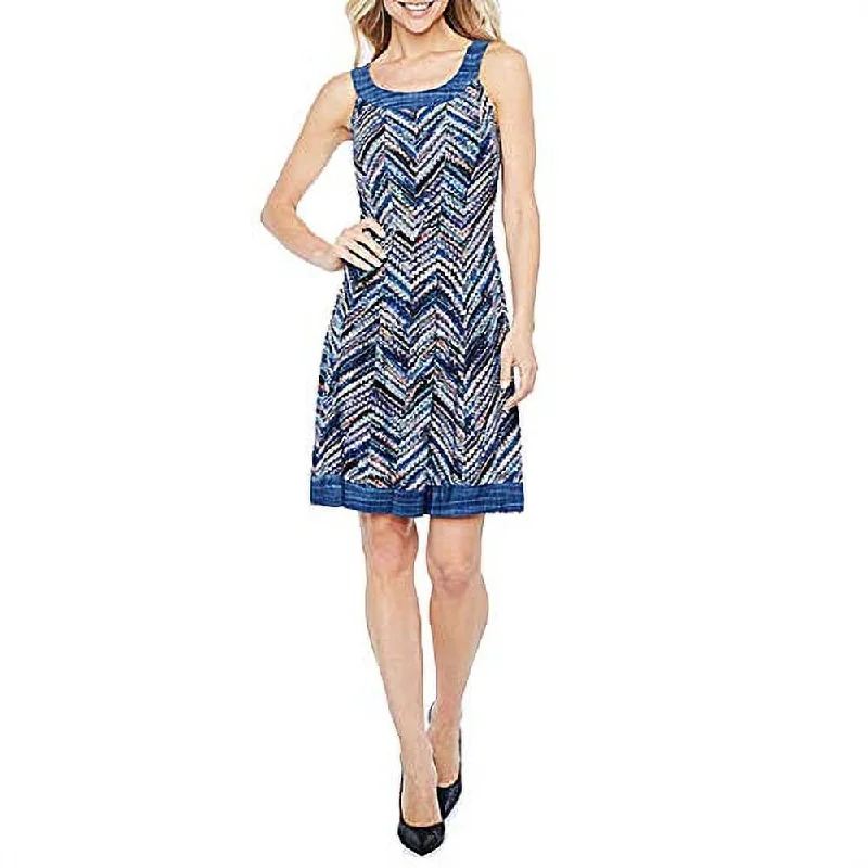 Robbie Bee Sleeveless Chevron Fit & Flare Dress