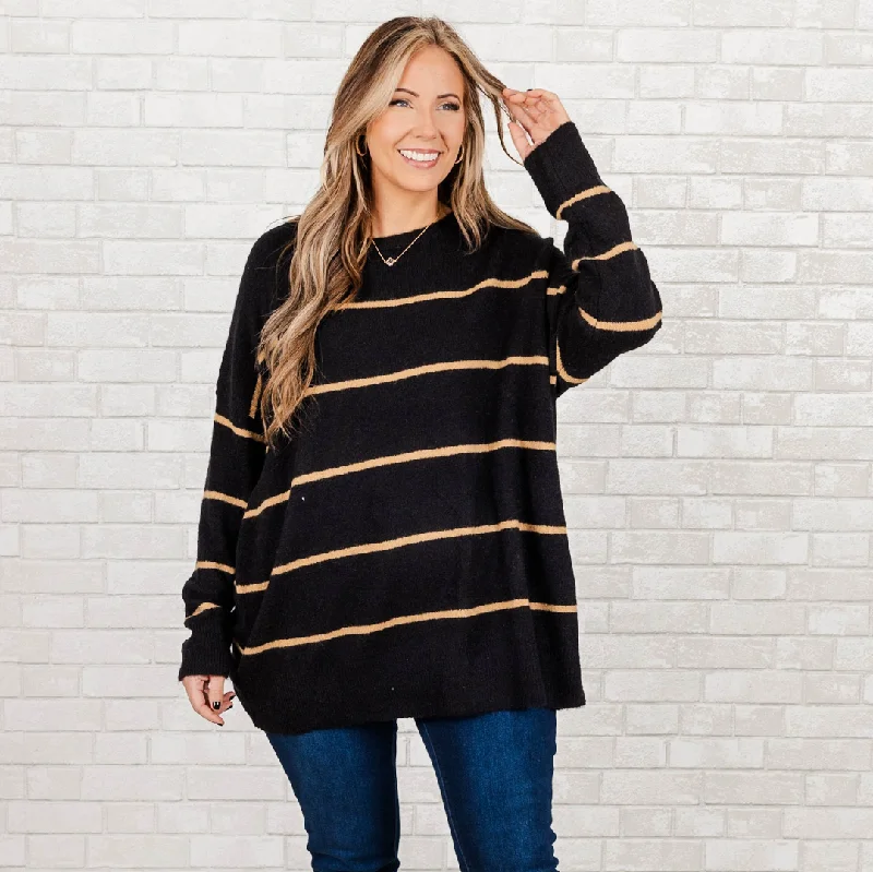 Slumber Party Sweater, Black-Brown