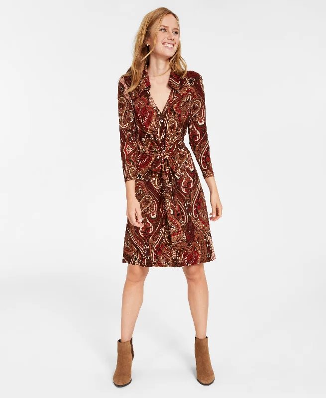 Tommy Hilfiger Womens Paisley-Print Shirtdress