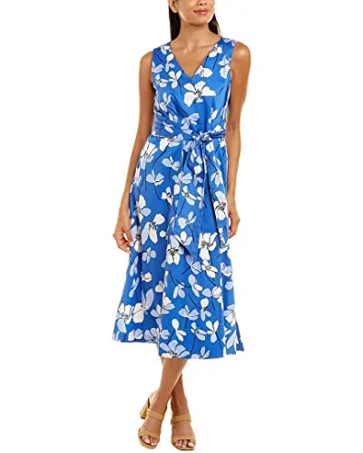 Anne Klein Floral-Print V-Neck Midi Dress