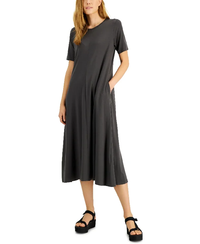 Eileen Fisher Crewneck Short-Sleeve Jersey Dress