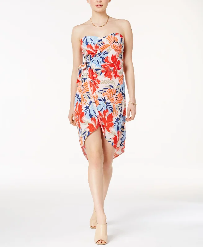 Astr Josefina Printed Strapless Dress