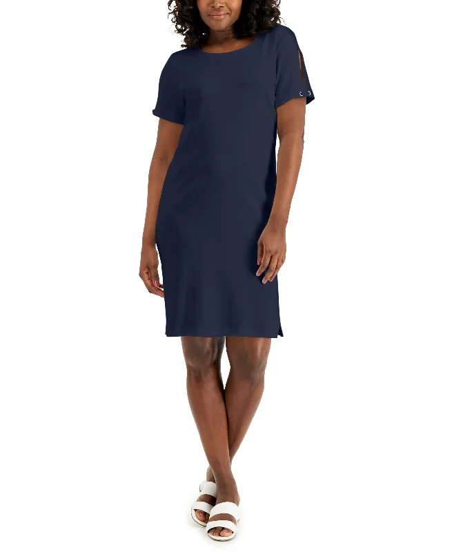 Karen Scott Cotton Split-Sleeve Dress