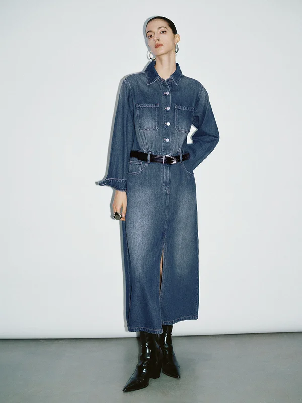 Denim Dress With Belt