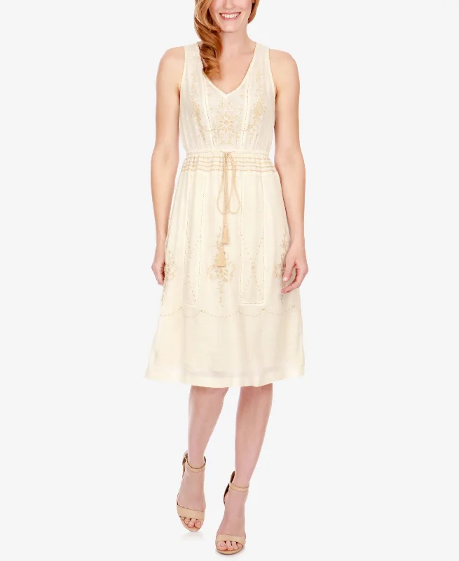 Lucky Brand Embroidered Drawstring Dress