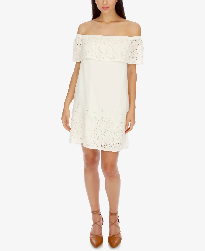 Lucky Brand Off The Shoulder Eyelet Shift Dress