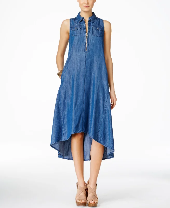 INC International Concepts High Low Denim Trapeze Dress