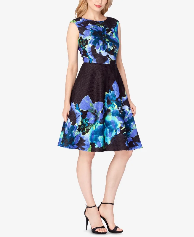 Tahari Asl Floral Jacquard Fit Flare Dress