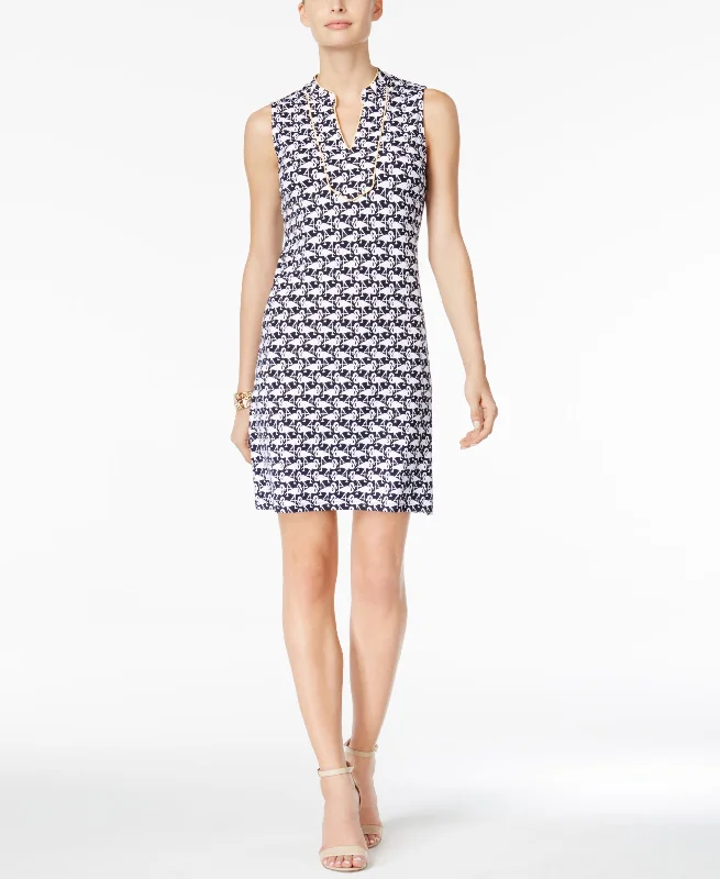 Charter Club Printed Split Neck Shift Dress