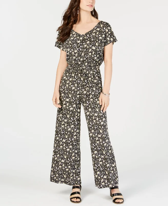 Style & Co Printed V Neck Jumpsuit