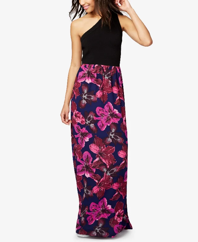 Rachel Rachel Roy One Shoulder Mixed Media Maxi Dress