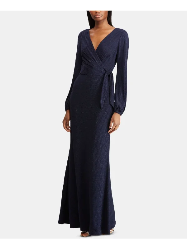 Long Sleeve V Neck Full-Length Sheath Evening Dress