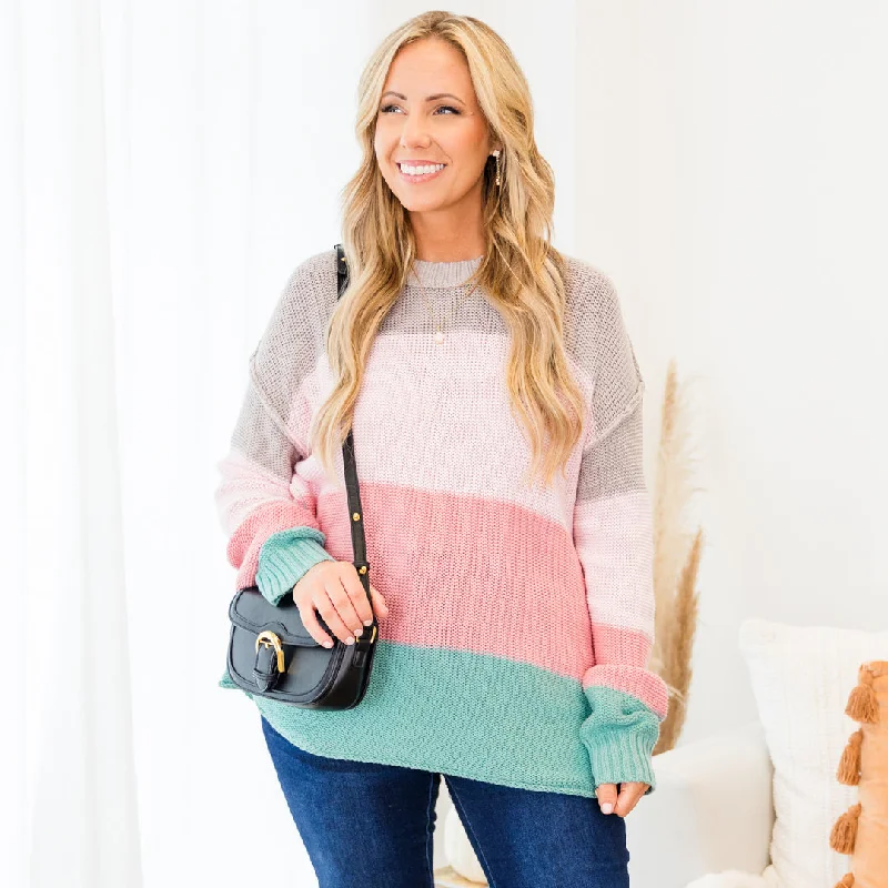 Soft Hues Sweater, Blush-Sage