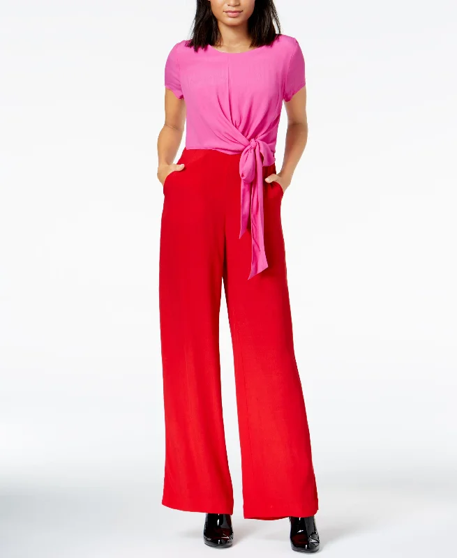 Maison Jules Colorblocked Tie Front Jumpsuit