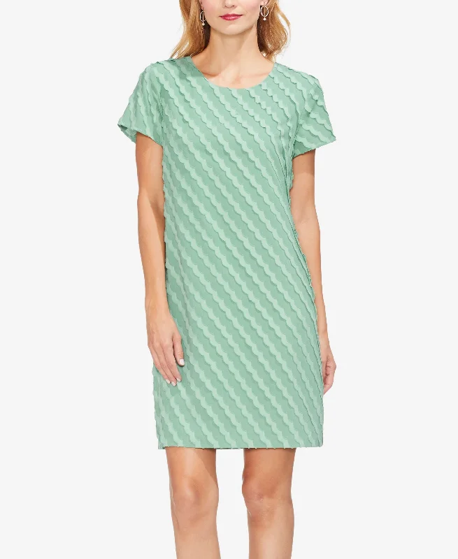 Vince Camuto Short Sleeve Clipped Scallop Dress