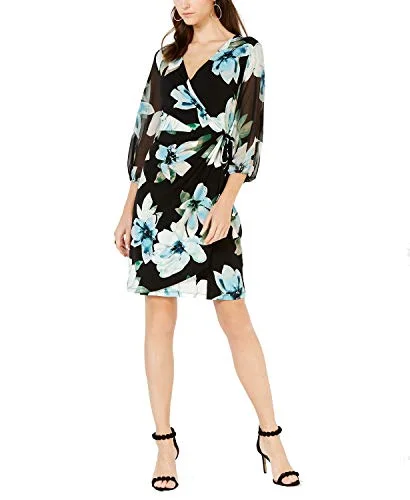 I.N.C. Floral Woven Faux-Wrap Dress