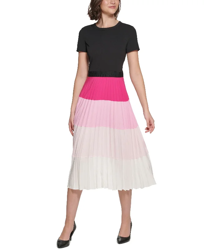 Karl Lagerfeld Paris Womens Colorblocked Midi Dress