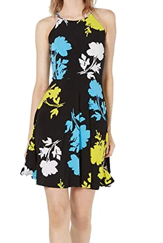 Floral-Print Halter Fit & Flare Dress