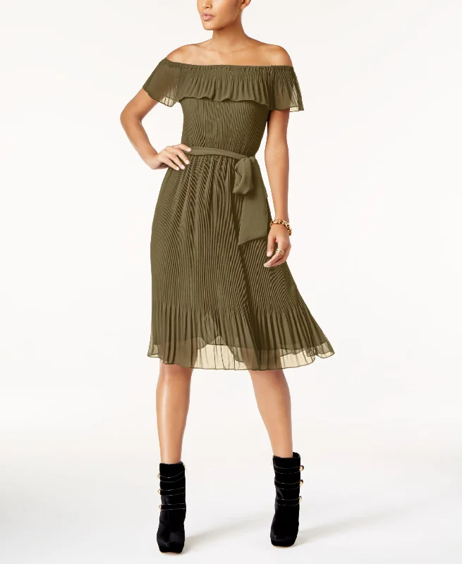 Michael Michael Kors Pleated Off The Shoulder Dress