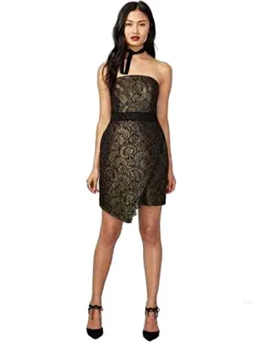 Rachel Roy Womens Foiled Gold Dress