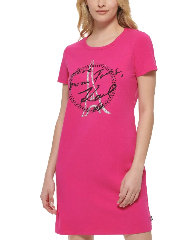 Karl Lagerfeld Paris Embellished Logo T-Shirt Dress