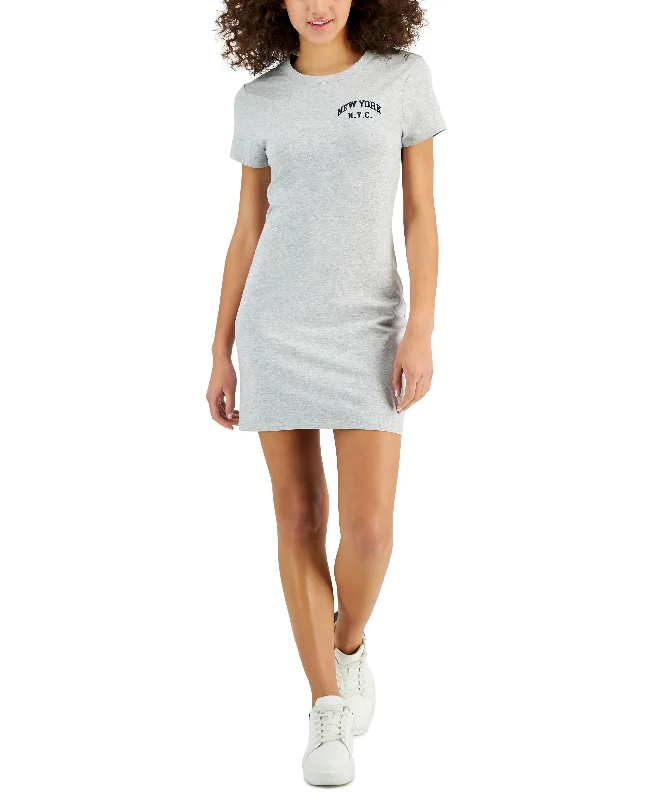 Juniors' Embroidered NYC T-Shirt Dress