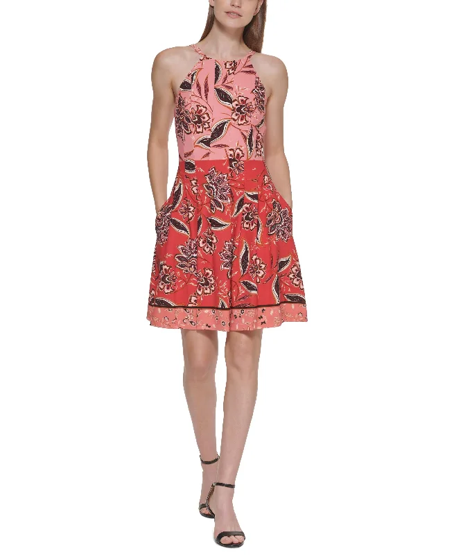 Vince Camuto Mixed Print Darted Dress