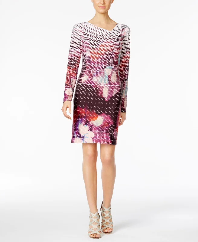 Rachel Rachel Roy Printed Draped Neck Sheath Dress