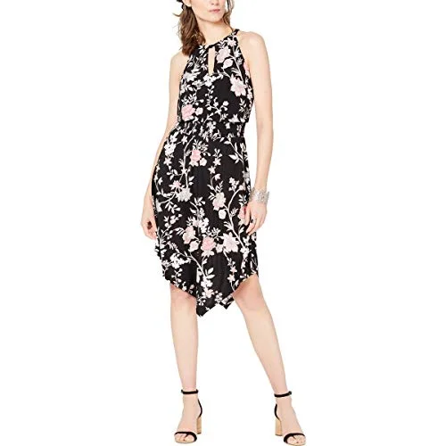 INC Sleeveless Printed Handkerchief-Hem Dress