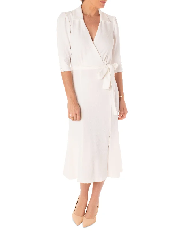 Women's 3/4-Sleeve Faux-Wrap Dress