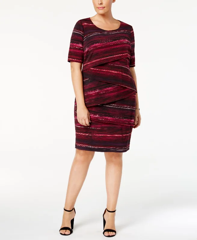 Connected Plus Size Printed Tiered Sheath Dress