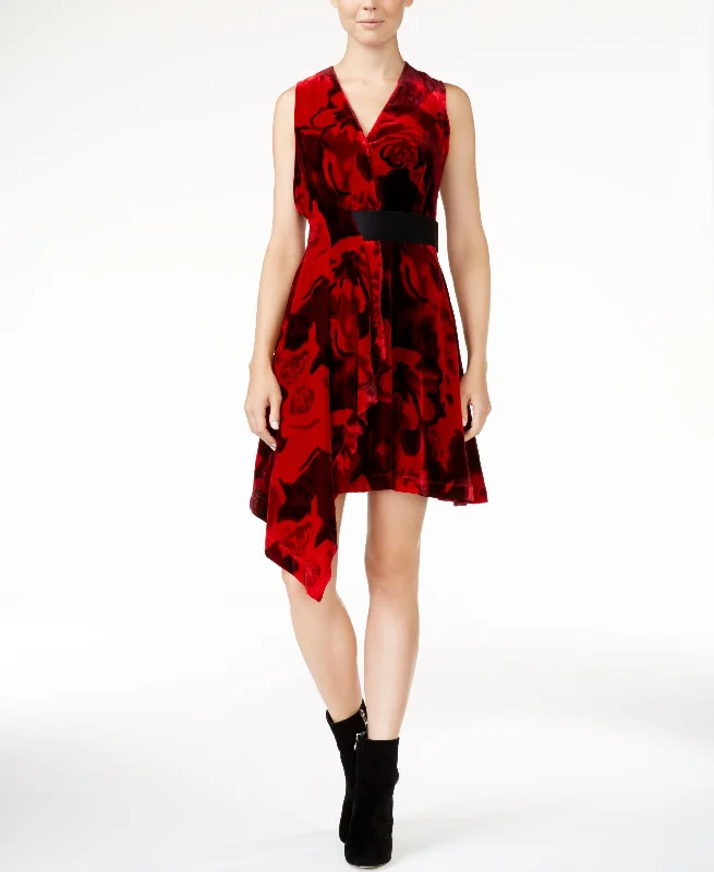 Rachel Rachel Roy Womens Velvet Draped Cocktail Dress