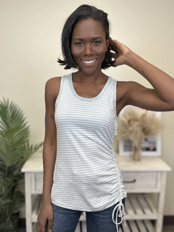 The Obvious Women's Ruched Side Scoop Neck Tank Top *Final Sale* Trendy Women's 