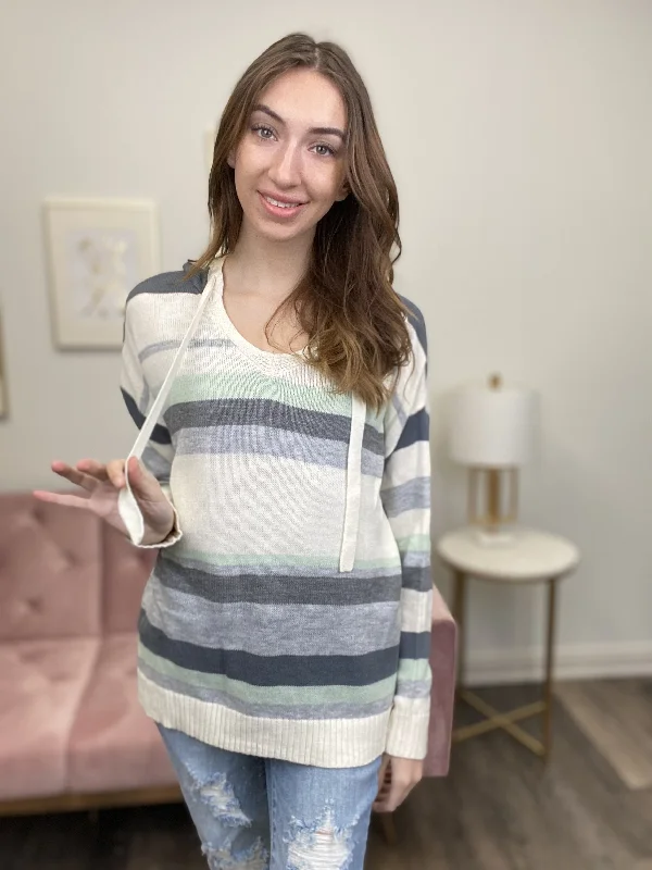 The Augustine Women's Lightweight Striped Hooded Sweater *Final Sale* Sporty Women's Athleisure 
