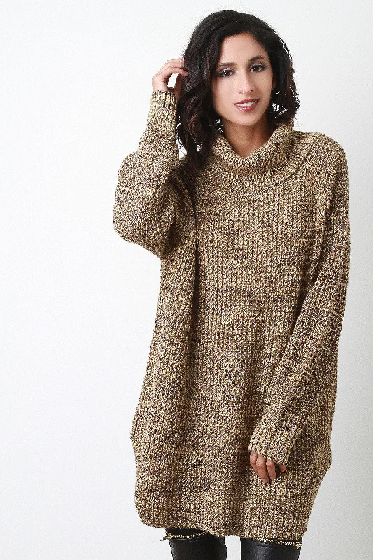 Oversize Turtleneck Wool Sweater Preppy Women's College
