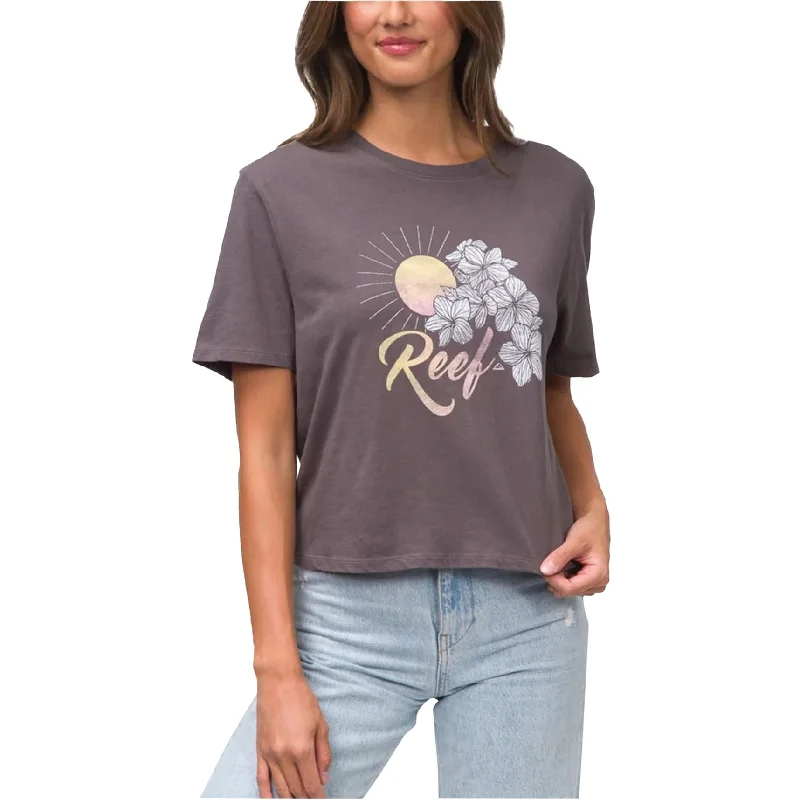 Reef Womens Plumerian Graphic T-Shirt, Grey, X-Small British Gentlewoman Style