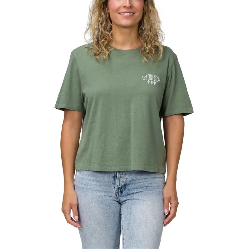 Reef Womens Cacti Graphic T-Shirt, Green, X-Small Streetwear Style for 