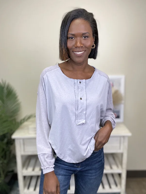 The Sky's The Limit Women's 1/4 Button Down Hi-Lo Long Sleeve Top *Final Sale* Cool Women's Skate