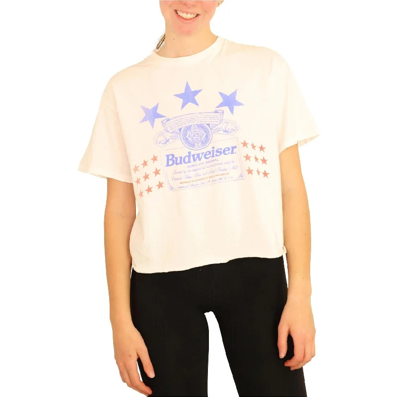Junk Food Womens Budwiser Stars Cropped Graphic T-Shirt Cozy Women's Winter